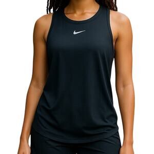 Nike Dri-Fit Tank Top Womens M Black Logo Racerback Athleisure Activewear Gym